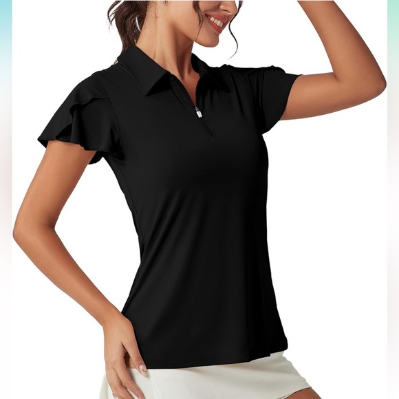 Pink Women's Polo Shirt Zip front - Picture 7 of 8